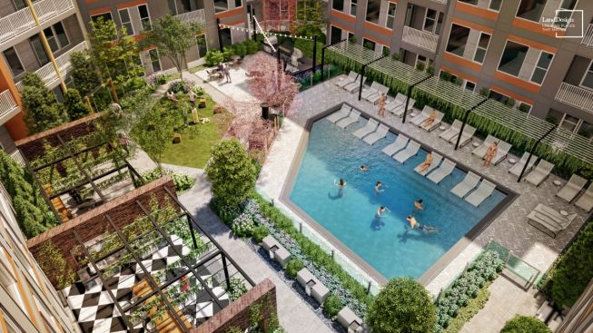 Renters by choice are seeking highly-amenitized properties where socialization is made easy and service expectations are satisfied across a variety of virtual and real-life touchpoints, from parking to the pool deck, photo courtesy Crescent Communities