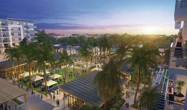 Broward County’s Plantation Walk, with 700 luxury apartments, 200,000 square feet of retail space, and 160,000 square feet of office space, is one of four live–work projects Art Falcone’s Encore Capital Management is currently developing in Florida.