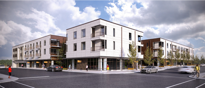 A street-view rendering of Fourth &, which is slated for completion next summer.