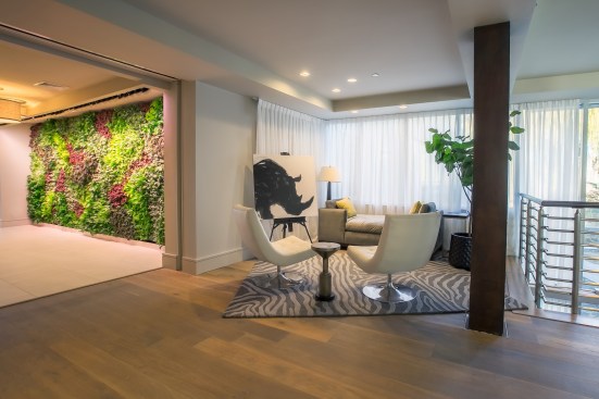 The Living Green Wall connects the building's lobby with the amenity spaces.