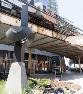 Hubbard Street Group recently worked with a Chicago alderman and a neighborhood art gallery to add a sculpture outside its new luxury rental tower, HUBBARD221.