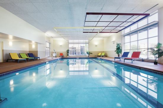 The indoor pool after Forest City's renovation of Hummingbird Apartments.