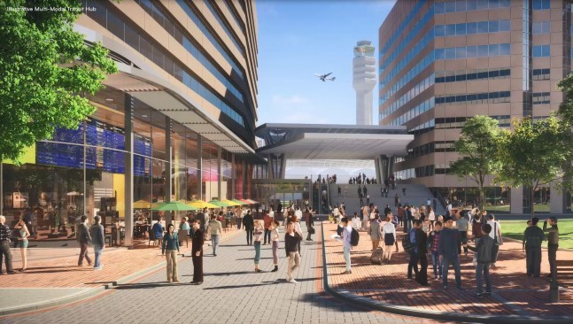 A new bridge will connect National Landing to the adjacent airport.