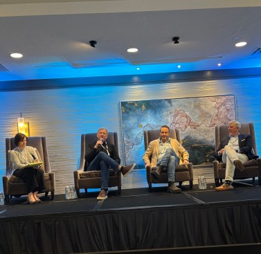 During the "Leadership for a New Era" panel, MFE editor Christine Serlin discusses industry challenges and opportunities with Continental Properties' James Schloemer, Waterton's David Schwartz, and Jefferson Apartment Group's Jim Butz.