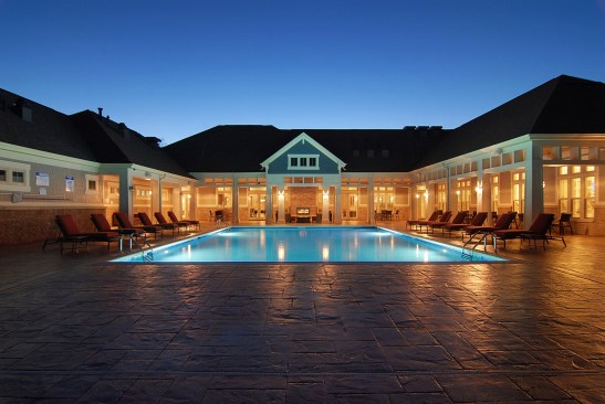 pool at night, clubhouse