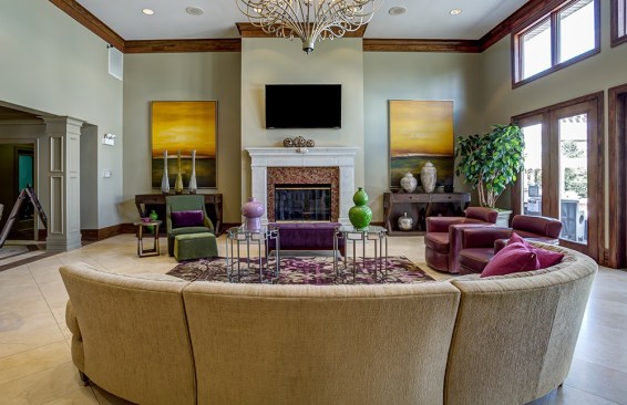 The leasing office at The Aventine at Oakhurst North pre-renovation. JVM Realty Corp., the Aurora, Ill., community's developer, typically sees a 10% to 15% increase in market rents after a renovation, says Jay Madary, president and CEO of the company.
