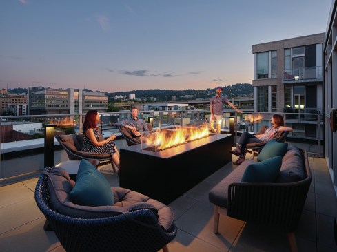 The roof deck at the Modera Pearl in Portland, Ore.