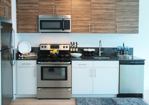 A unit interior kitchen at The Modern at Art Place.