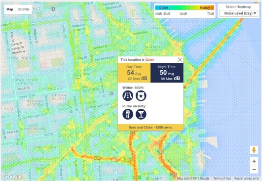 RentLingo's Noise Index app lets apartment hunters know how noisy the neighborhoods they're considering are based on aspects such as nearby restaurants and bars, public transportation, and the amount of traffic close-by roads typically receive.