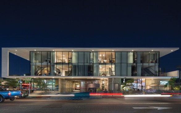 The mixed-use North Parker features four restaurants on its ground level.