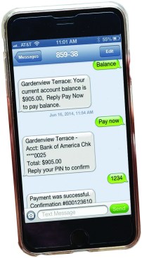 Yardi's software allows residents to pay rent by responding to a text message.