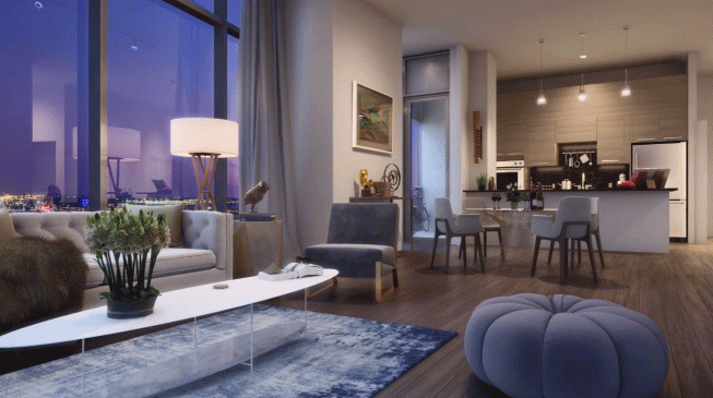 The penthouse suite kitchen at 414 Light Street.
