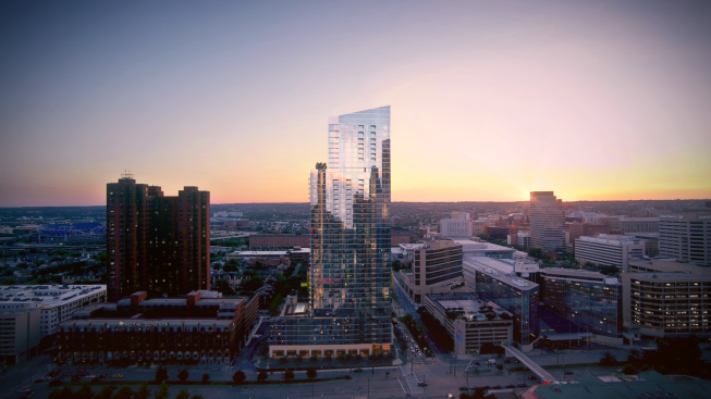 An exterior rendering of the upcoming 414 Light Street.