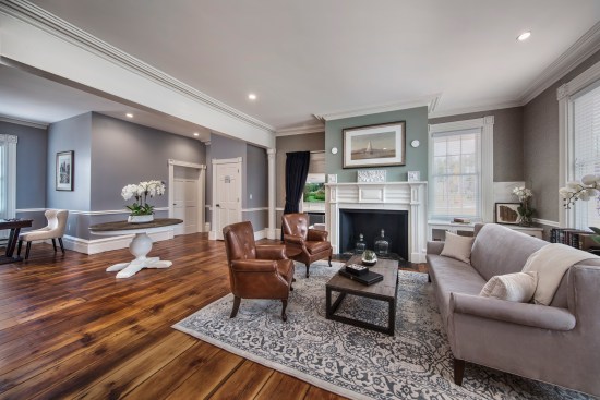 The Seth House, a historic home on the site that was refurbished, offers quiet activity options for residents, including a place to play cards or games, with a backdrop of books—again, evoking a club or homey feel.