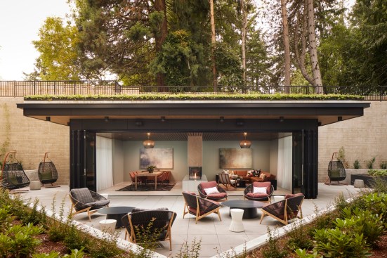 In addition to interior community spaces, Ankrom Moisan designed outdoor escapes at Canopy Apartments in Shoreline, Washington.