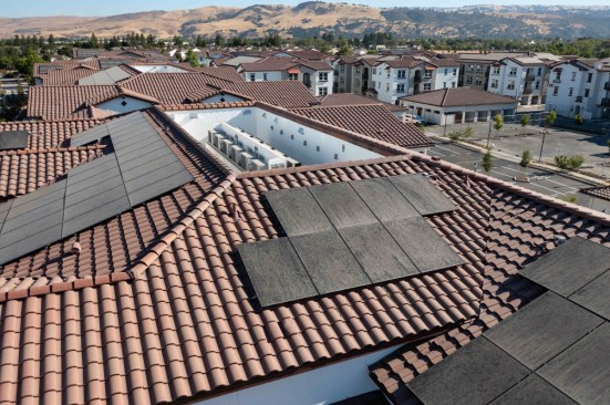 Solar panels at Vida in Morgan Hill, California. Courtesy MBK Rental Living