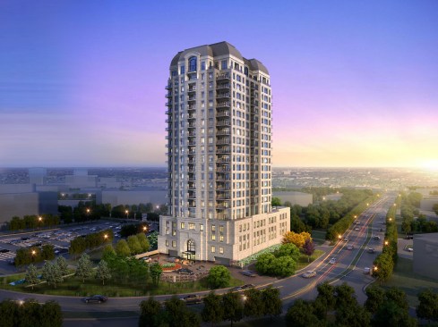 The Butler, a new multifamily building planned for Chicago’s western suburbs, includes a motor court to achieve an intimate and gracious entry when arriving by vehicle.