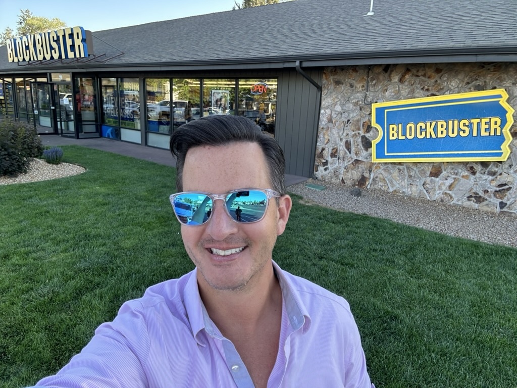During his travels, Todd Butler stopped off at the last remaining Blockbuster video rental store in Bend, Oregon.