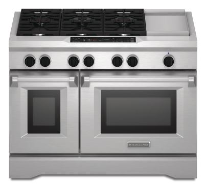 Killer Apps No modern-day kitchen would be complete without high-performance appliances such as these KitchenAid products from Whirlpool Corp.: An Architect II French door refrigerator provides 20 cubic feet of storage, while a 48-inch dual-fuel range (shown) offers six burners and a convection oven. www.insideadvantage.com.