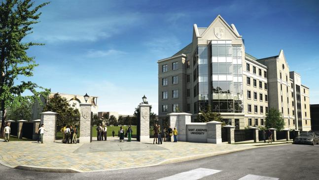 A rendering of Saint Joseph’s University’s Villiger Residence Hall, a 413-bed freshman residence 

to be completed in fall 2012. 

It represents an ongoing 

public–private partnership for Campus Apartments.

