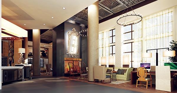 HOT WIRED: The Bozzuto Group’s Monroe Street Market in Washington, D.C., will feature multiple tech-filled lounge and café areas for residents to study or relax in.